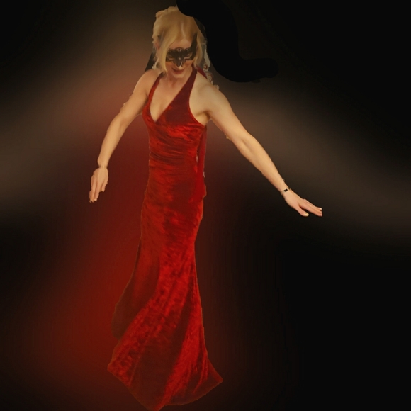 Red Velvet Dress XS Le Chateau - Picture 4 of 4